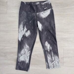 Nike Dri-Fit Leggings Women Small Gray Black Abstract Print Recycled Stretch